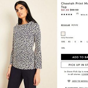 Ann Taylor Cheetah print Mock neck top S